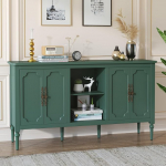 HOLTICO kapp 4 uksega ja avatud kapiga, Vintage aktsent Sideboard, Buffet kapp, puit, rohelised kappide ja sega kapid elutuppa, s&ouml;&ouml;gituppa, k&ouml;&ouml;ki