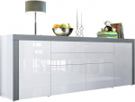 Vladon La Paz V2 Sideboard, Made in Germany, kapp 2 ukse, 2 sahtli ja 2 klapiga, High Gloss White / Avola Anthracite (200 x 72 x 35 cm)