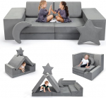 Modulaarne laste m&auml;ngusohva, 9 vahtplokkidest laste diivan, DIY ehitada mitu diivanikombinatsiooni, kokkupandav, t&auml;he ja kuu moodulid, sobib magamistuppa ja laste m&auml;ngutuppa (Hall)