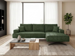 GRAINGOLD Leto nurgadiivan 260 x 165 cm, L-kujuline diivan, nurgadiivan elutuppa, veluurkangas, 3-kohaline nurgadiivan, kaasaegne disain (roheline, paremal)