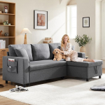 Nurgadiivan L-kujuline diivan 3 padjaga, modulaarne diivan diivan kondita, diivanvoodi hoiuruumiga, vahetatav lamamistoa diivan elamismaastik elutuppa, 219 x 124 x 70,5 cm, tume, 219 x 124 x 70,5 cm, tume