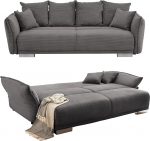 Suur diivan W242/D131/H90 cm magamisfunktsiooniga, panipaik, k&auml;etoe reguleeritav, vedrustuss&uuml;damikuga ja lainetuse allasurumisega, lamamispind 168 x 199 cm, n&ouml;&ouml;rkate halli antratsiidi v&auml;rvi / 17214