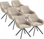 sk&oslash;lm Sk&ouml;ll S&ouml;&ouml;gitoatoolide 6-kohaline komplekt - 360&deg; p&ouml;&ouml;ratav k&auml;etugi Macchiato v&auml;rvi - Sametist k&ouml;&ouml;gitool - P&ouml;&ouml;rlev tool s&ouml;&ouml;gitoas/k&ouml;&ouml;gis kuni 150 kg - Metallraamiga polsterdatud tool - moodne lounge tool