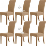 Veekindlad toolikatted, Stretch toolikatted s&ouml;&ouml;gitoa toolidele, kontrollitud pehmed pestavad toolikatted s&ouml;&ouml;gitoa jaoks, elastse alumise k&uuml;ljega, hotelli, banketi, tumeda khaki v&auml;rvi, 6 komplekti