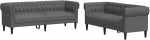 Moderne Stoff Couch 2er Set Dunkelgrau 201,5x74,5x74,5 cm Wohnzimmer Sofa mit atmungsaktivem Stoff und Schaumstoffpolsterung f&uuml;r langlebigen Komfort
