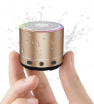 Mini Bluetooth Lautsprecher (83g), Musikbox Bluetooth 5.4 mit RGB Lichter, HD-Sound & starke Bass, Tragbarer kabelloser Outdoor Mini Lautsprecher, kompaktes Design f&uuml;r Reise/Outdoor/Garten, Gold
