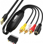 AMANKA VHS to Digital Converter, USB Video Interface Card, RCA AV to USB Audio Video Transfer Grabber, Video Cassettes Digitalizing for PC, DV Camera, DSLR, DVD, Compatible with Windows and Mac OS