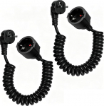 2 St&uuml;ck Schutzkontakt Spiralverl&auml;ngerung 0,6 m auf 2m dehnbares Spiral-Kabel mit Schutzkontaktwickelstecker & Schutzkontaktkupplung 230V/16A Schutzkontakt Verl&auml;ngerung