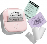 T02 Mini Printer with 3 Paper Rolls, Bluetooth Pocket Printer, Portable Sticker Printer, Inkless Thermal Printer, Portable Label Printer, Sticker Printer for Notes, Memos, Magazines, DIY