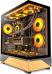 PC Case ATX 5 PWM ARGB ventilaatori eelpaigaldatud t&uuml;&uuml;p C Mid Tower arvutikarbis koos t&auml;ieliku vaate kahekordse karastatud klaasist tr&uuml;kitud p&auml;hklipuude paneelidega, mis toetavad 360 mm radiaatorit, m&auml;ngude arvutikarbis