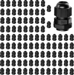 PG7 Kabelverschraubung, wasserdicht, verstellbar, 3-6,5 mm, Nylon-Kabelverschraubungen mit Dichtungen, 100 St&uuml;ck