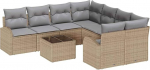Rantry 9-teilige Garten Sofa Set mit Kissen Beige Poly Rattan Gartenlounge Model3345980