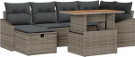 Rantry 7-teiliges Garten-Sofa-Set mit Kissen Grau Poly-Rattan Gartenlounge Model3361356