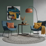MR. DEKO Sessel Wohnzimmer | Sessel-Set Aliano Blau | Beistelltisch Materos | 2 Relaxsessel |Zwei Lesesessel | Lounge Sessel | Cocktailsessel | Ohrensessel | Leseecke