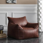 Bean Bag Cover (ilma t&auml;itematerjalita) Luxury Single Diivan Cover PU Faux Suede Bean Bag Pouf magamistoas elutuba Garden Bean Bag Cover (V&auml;rv: Retro Brown)