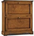 Mar.c.a. Design - 2 uksega kingakapp t&auml;ispuidust ja MDF-ist tumedast p&auml;hklipuust, sahtliga, ruumi s&auml;&auml;stev kingakapp Art Povera stiilis Valmistatud Itaalias - m&otilde;&otilde;tmed 79 x 30 x 30 cm.