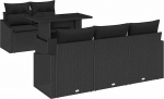 Rantry 6-teiliges Garten Sofa Set mit Kissen Schwarz Poly Rattan Gartenlounge Model3348919