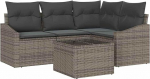 Rantry 4-teiliges Garten Sofa Set mit Kissen schwarz Poly Rattan Gartenlounge Model3346709