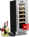 Klarstein Vinovilla Wine Fridge, 1-Zone Drinks Refrigerator, Slim, Quiet Fridge with Glass Door, Bottle Refrigerator, Small, Wine Cabinet for Drinks, Wine Cooler 5-20 &deg;C, 50 Litres, 20 Bottles