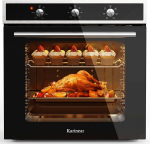 Karinear 60 L Built-in Oven with Convection, Oven Built-In Device with 3 Knobs, 60 cm, 6 Programmes, 50-250 &deg;C with Tempered Glass Plate, 2200 W, 220-240 V, with Plug