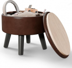 FIMIVIBI Kleiner Fu&szlig;hocker Ottomane mit Stauraum, Kunstleder Ottomane Fu&szlig;st&uuml;tze f&uuml;r Couch, Runde Fu&szlig;hocker Ottomane f&uuml;r Wohnzimmer (Braun)