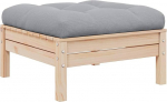 vidaXL Solid Pine Garden Stool with Grey Cushion Modular Footstool Footstool Garden Furniture Wooden Stool Patio