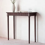 WPWSDWMX Konsole Aus Massivholz Mit Versteckter Schublade, Wellenf&ouml;rmiges Design, Moderner Beistelltisch F&uuml;r Flur Und Wohnzimmer(Brown,120cm/47in)