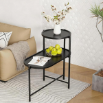 AYES kahekihiline k&uuml;ljelaud, 70 x 35 cm, diivanipoolne k&uuml;ljelaud, lugemisnurk elutuppa, magamistuppa, puidust &ouml;&ouml;kapp, &ouml;&ouml;kapp potitaimede, tee, kohvi jaoks (must)