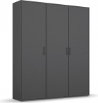 Rauch M&ouml;bel Voyager garderoobikapp, hingedega uksekapp, hall metallist, must, 3 ust, sh. 1 riidehoidja 4 riiulit B x K x S 140 x 194 x 53 cm