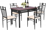 COSTWAY 5-osaline s&ouml;&ouml;gilaudade komplekt, s&ouml;&ouml;gikomplekt 4 pehmendusega tooliga, k&ouml;&ouml;gilaud, bistro laud, s&ouml;&ouml;gitoa komplekt, 4 inimest, puit k&ouml;&ouml;ki, s&ouml;&ouml;gituppa (pruun)