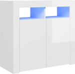 Homgoday LED-valgustusega k&uuml;ljepaneel, kaasaegne kabinetibuffet, sisustusm&ouml;&ouml;bli korraldaja, hoiuruum, kapp magamistuppa, elutuppa ja k&ouml;&ouml;ki, k&otilde;rgl&auml;ikega valge, 80 x 35 x 75 cm