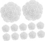 MUELODSIC 12 lauakattekomplekt, mis on valmistatud h&otilde;bedasest PVC-st Dekoratiivsed libisemisvastased lauakatted &otilde;&otilde;nsa mustriga Kuumakindel ja mitmek&uuml;lgne k&ouml;&ouml;gi s&ouml;&ouml;gitoa ja restorani jaoks.