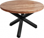 SAM Runa &uuml;mmargune s&ouml;&ouml;gitoa laud 130 cm s&ouml;&ouml;gilaud massiivsest akaatsiapuidust naturaalset v&auml;rvi metallist t&auml;hega alus mattmustast puidust laud t&ouml;&ouml;stuslikus stiilis topeltlauaplaat