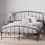 Zinus Heidi voodi 135 x 190 cm - k&otilde;rgus 31 cm koos voodi all oleva hoiuga - metallist voodiraam koos peaosa ja jalatoega - must