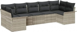 Rantry 7-teiliges Garten Sofa Set mit Kissen Hellgrau Poly-Rattan Gartenlounge Model3345512