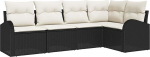5-teiliges Garten Sofa Set mit Kissen Schwarz Kunst-Rattan Gartenlounge Model3346037