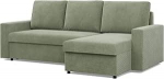 Mebligo - NEO Collection nurgadiivan magamisfunktsiooniga ja voodikastiga 231 x 140 x 92 cm Elamismaastiku diivan L-kujuline universaalne vasak ja parem iste Bonell vedrudega, roheline