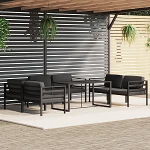7-teiliges Gartenm&ouml;bel-Set mit Kissen aus anthrazitfarbenem Aluminium, f&uuml;r den Au&szlig;enbereich, Loungeset f&uuml;r den Au&szlig;enbereich, Gartenm&ouml;bel L