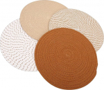 ZASCHMOY Rundes, Gewebtes Tischset-Set, Bohemian-Stil, rutschfeste, W&auml;rmende Tischsets f&uuml;r K&uuml;che, Esszimmer, Baumwolle, 33 cm, 4-osaline (Braune Serie)