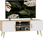 HOMCOM TV m&ouml;&ouml;bel Puidust TV pink kuni 50 tolli riiulitega, 2 kappi ja kaablik&auml;ik elutuppa, magamistuppa, 110 x 36,2 x 42 cm, tammepuust