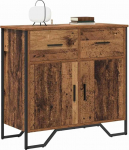 vidaXL kaasaegne buffet koos hoiuruumiga, mis on valmistatud taaskasutatud puidust ja terasest, 79,5 x 35,5 x 74,5 cm, matt viimistlusega, palju ruumi teie elutuppa, traditsiooniliste sahtlitega ristk&uuml;likukujuline k&uuml;ljepaneel ja