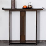 PQXQZ Bauernhaus Konsolentisch f&uuml;r den Eingangsbereich mit Offenem Ablagefach Schmaler Konsolentisch f&uuml;r Wohnzimmer Flur und Eingangsbereich(Brown,100x20x90cm)