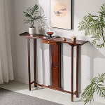 BeiJingYZ Konsolentisch Schmal mit Schubladen aus Massivholz, Kleiner Beistelltisch Schmal, Flurtisch f&uuml;r Flur und Wohnzimmer, Robust und Belastbar, Glatt Poliert(140x20x100 cm/55x8x39 in)