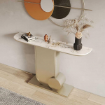 Generisch Moderner Goldener Konsolentisch f&uuml;r Eingangsbereich, schmaler Beistelltisch mit Stauraum f&uuml;r Flur und Diele, 120 cm Langer Konsolentisch f&uuml;r Wohnzimmer und Flur