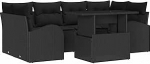 7 osaliges Garten Diivan Set mit Kissen Schwarz Poly Rattan Gartenlounge Model3348579