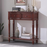 Farmhouse Konsolentisch Schmal Holz, Flur Regal, Flur Kommode Schmal mit Schubladen und Offenem Regal f&uuml;r Eingangsbereich und Wohnzimmer(Brown,80x30x85cm/31x12x33in)