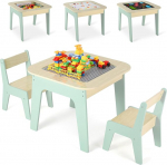 Clevich laste laua-tooli komplekt, laste istmekomplekt, hoiuruum, 2 tooliga, laste istumiskomplekt, kahepoolne maalimislaud ja ehitusplaat, 2 tooliga pakett, lastem&ouml;&ouml;bel laste jaoks