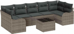 8-teiliges Garten Sofa Set mit Kissen Grau Poly Rattan, 2-Sitzer Garten Sofa mit Stauraum & Kissen Grau Poly Rattan Gartenlounge Model3354288