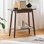 Sahtlitega konsoollaud, kitsas konsoollaud rotangist riiuliga ja &uuml;marate servadega esikusse, elutuppa, esikusse, lihtne kokkupanek, 70 x 30 x 70 cm