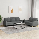 SECOLI Sofa 3 Seater and 2 Seater Set Sofa Sets 3-2 for Living Room/Bedroom/Office/Living Room Dark Grey Fabric 2-3-Seater + 2-Seater
